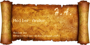 Holler Andor névjegykártya